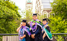Three graduates on Dunedin campus