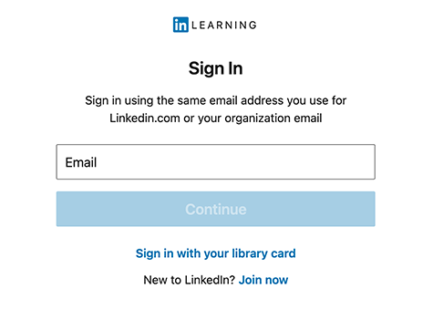 Linkedin Learning sign-in screen