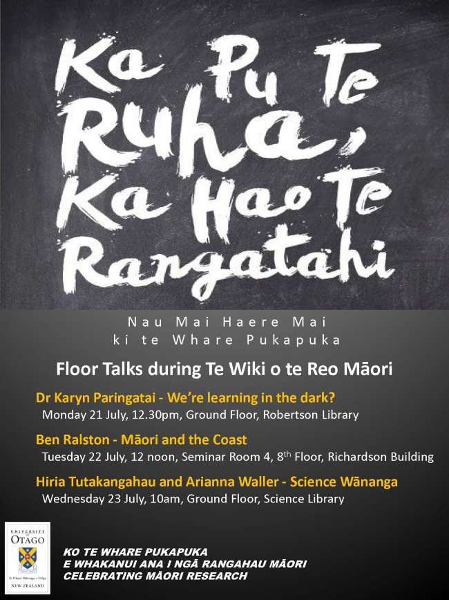 Poster for Māori Research Floor Talks 2014