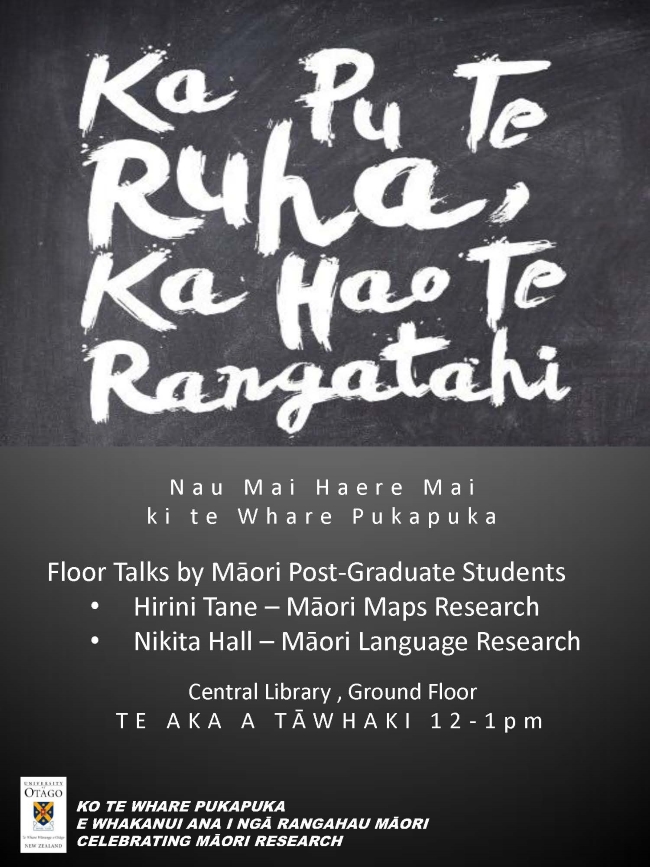 Poster for Māori Research Floor Talks 2012