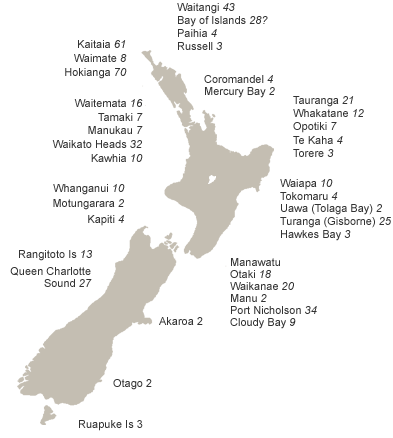 Locations where tiriti was signed