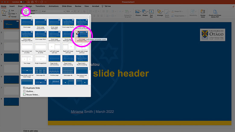 PowerPoint-slide page options