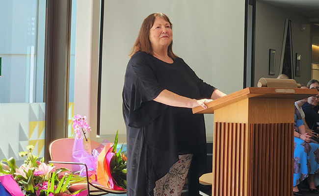 Professor Alison Rich giving her goodbye speech image