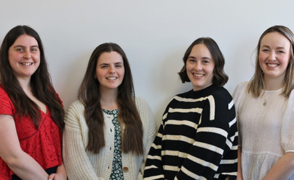 Left to right in the below photo - Hayley Green, Dr Abigail Bland, Caitlin Berry-Kilgour and Maddie Berry banner