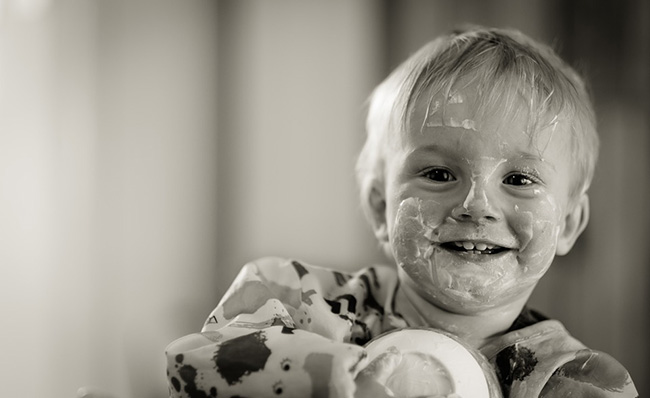 Child with yoghurt image