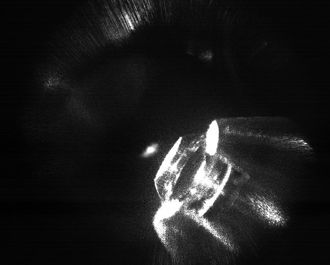 laser cooled atom cloud viewed through microscope camera