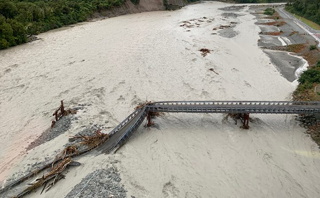 Waiho bridge damage during 2019 flood image