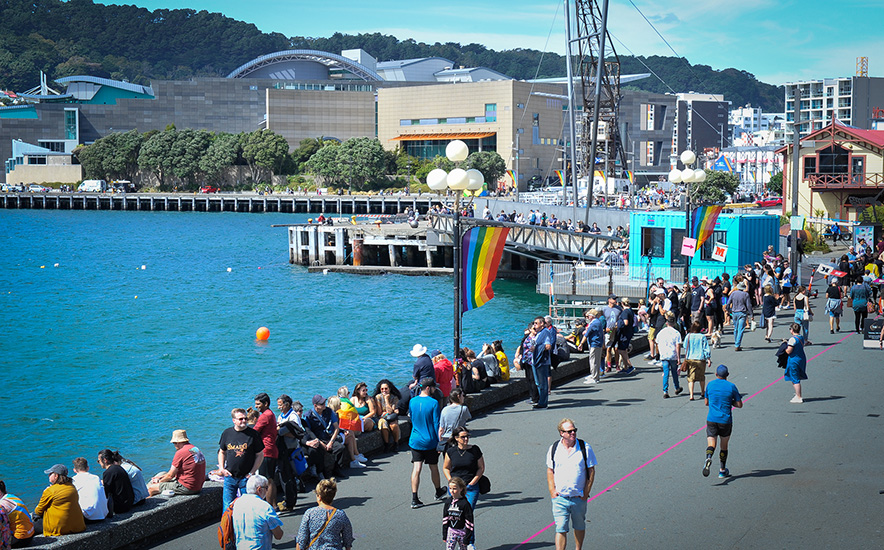 Welly Waterfront on a sunny day with lots of people out and about image