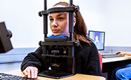 Student using research equipment
