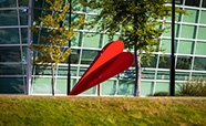 Red heart sculpture outside the glass Centre for Innovation building image