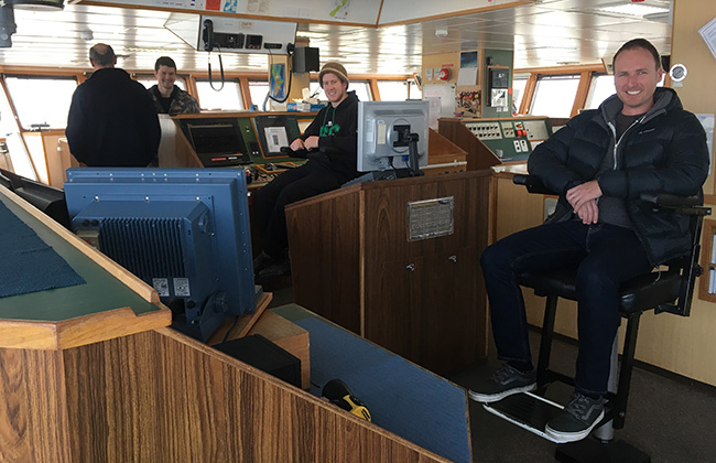 Hydrography students and staff on the bridge of the Tangaroa 2019