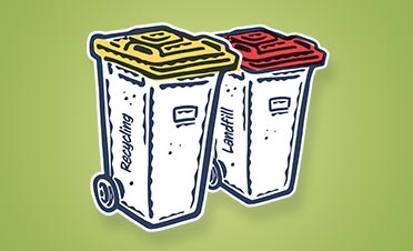 Recycling—sketch of bins