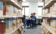 Two students studying in the University of Otago, Christchurch Library