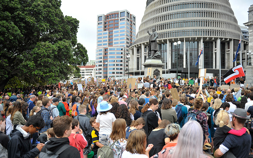 Climate change protestors outside Parliament Building image