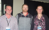 Picture of Dr Jeremy Raynes (Auckland University), Dr Reuben Vercoe (Otago University) and Dr Jodie Johnston (Auckland University) at the QMB ID 2017 meeting