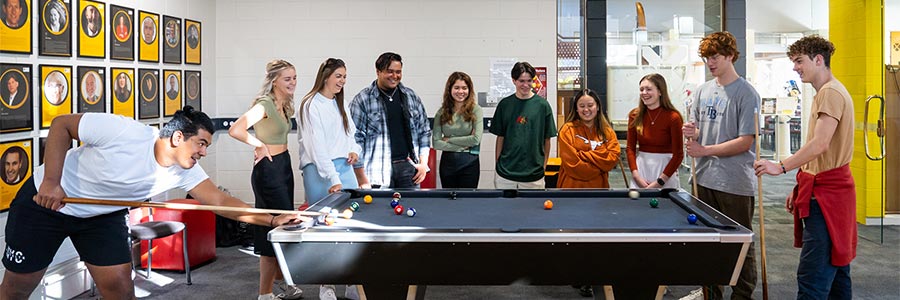 UniCol students playing pool