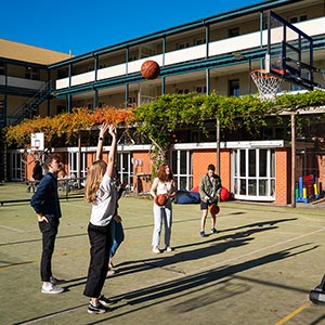 Cumberland students playing basketball