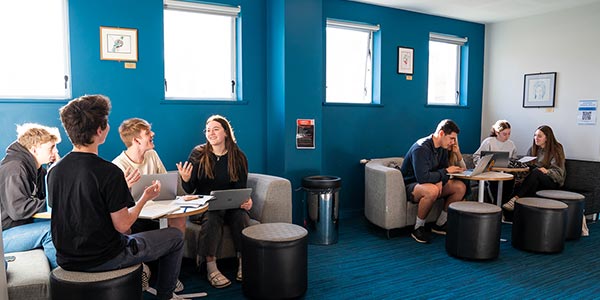 Hayward students studying in study space