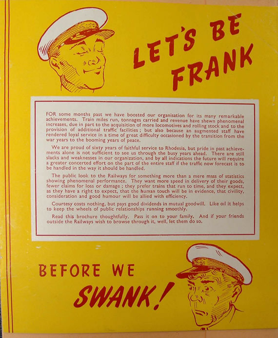 Rhodesian Railways, Let's Be Frank courtesy brochure, [1950]; 