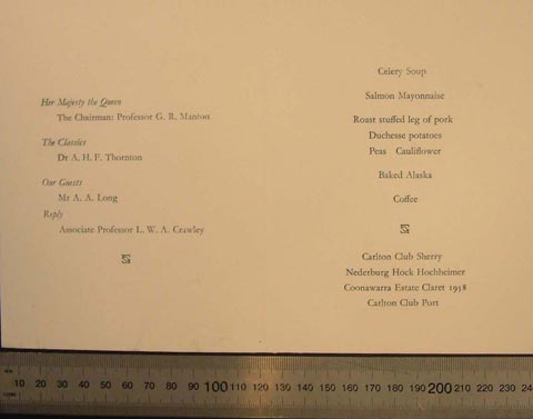 Dinner keepsake inside