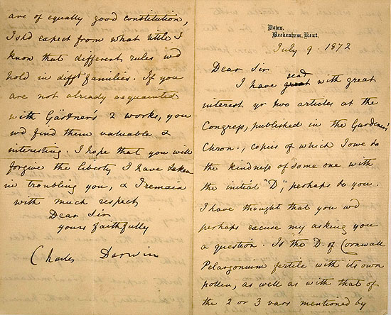 Charles Darwin to Dr John Denny, 9 July 1872