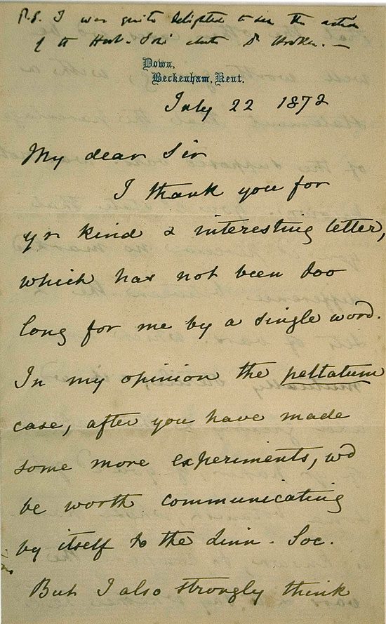 Charles Darwin to Dr John Denny, 22 July 1872