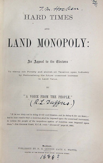 ard Times and Land Monopoly: An Appeal to the Electors. 