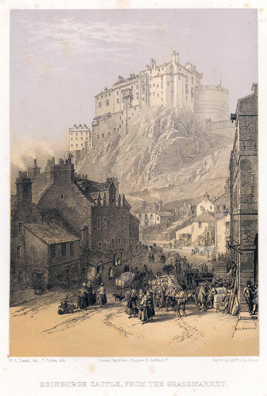 Edinburgh Castle, from the Grassmarket. 