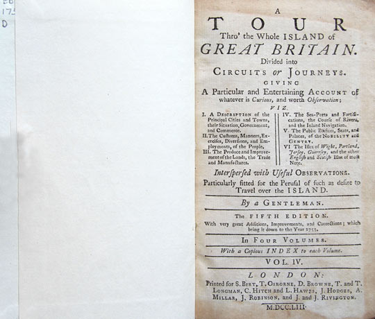 Daniel Defoe, A Tour thro’ the Whole Island of Great Britain. 