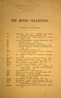 General Assembly Library, The Monro collection presented by Lady Hector.