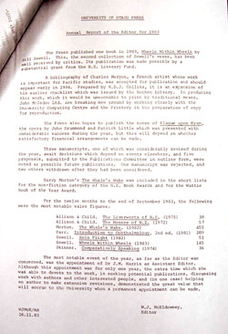 Annual Report of the Editor for 1983