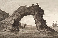 Arched Rock, on the Coast of New Zealand. Parkinson, Sydney, 1745?-1771.A journal of a voyage to the South Seas, in his Majesty's ship, the Endeavour. 1773. de Beer Ec/1773/P