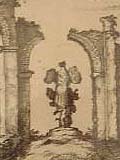 Detail. Schenk, Peter.Roma aeterna Petri Schenkii; sive, Ipsius aedificiorum Romanorum integrorum collapsorumque conspectus duplex. s.n., 1705.