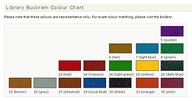 Library Buckram colour chart